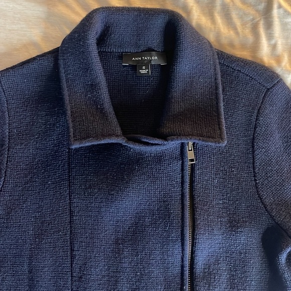 Ann Taylor - wool blend moto - navy - small - Picture 2 of 3